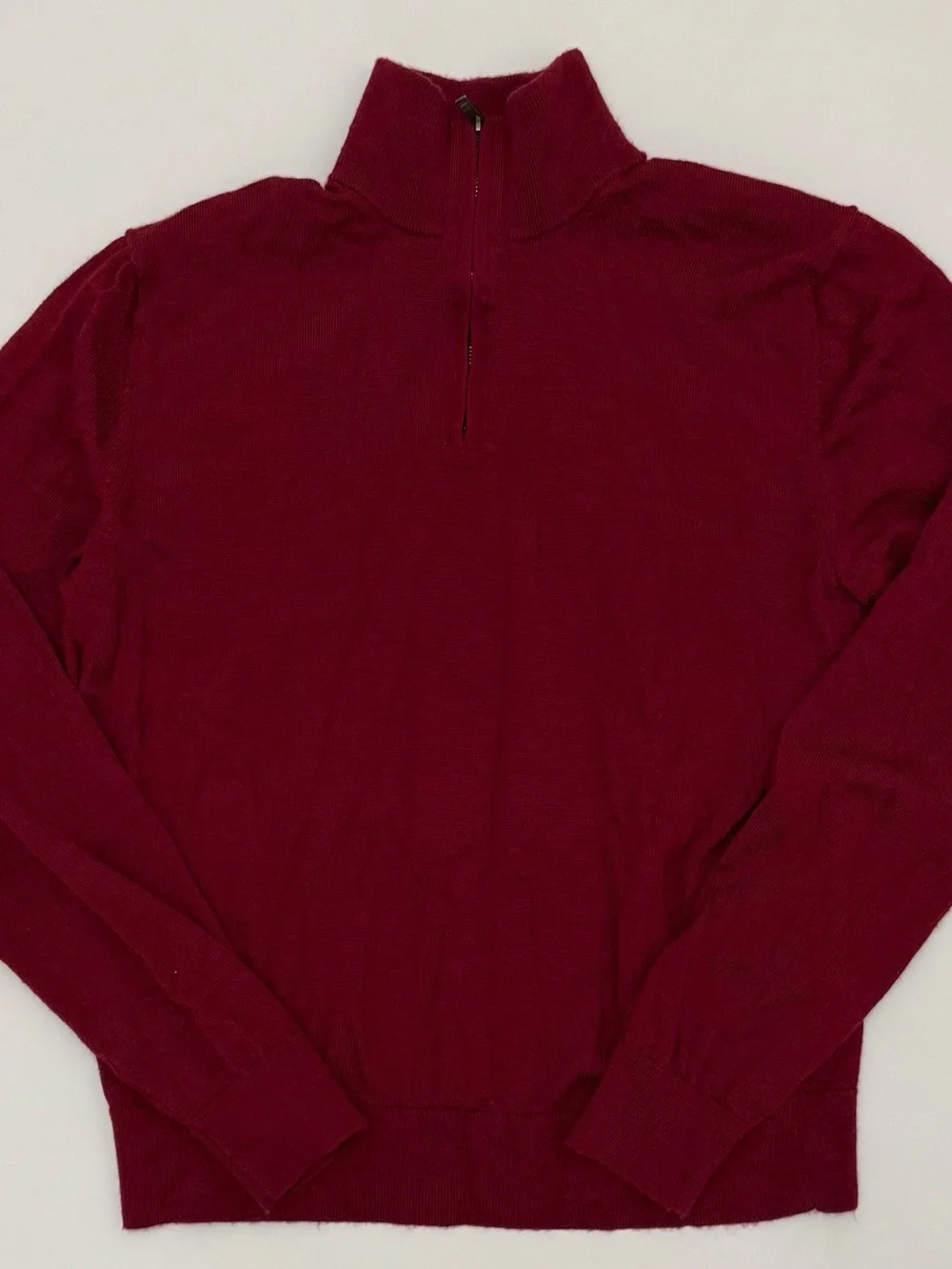 Banana Republic Men's Maroon Half-Zip Sweater 100% Merino Wool Sz Large
